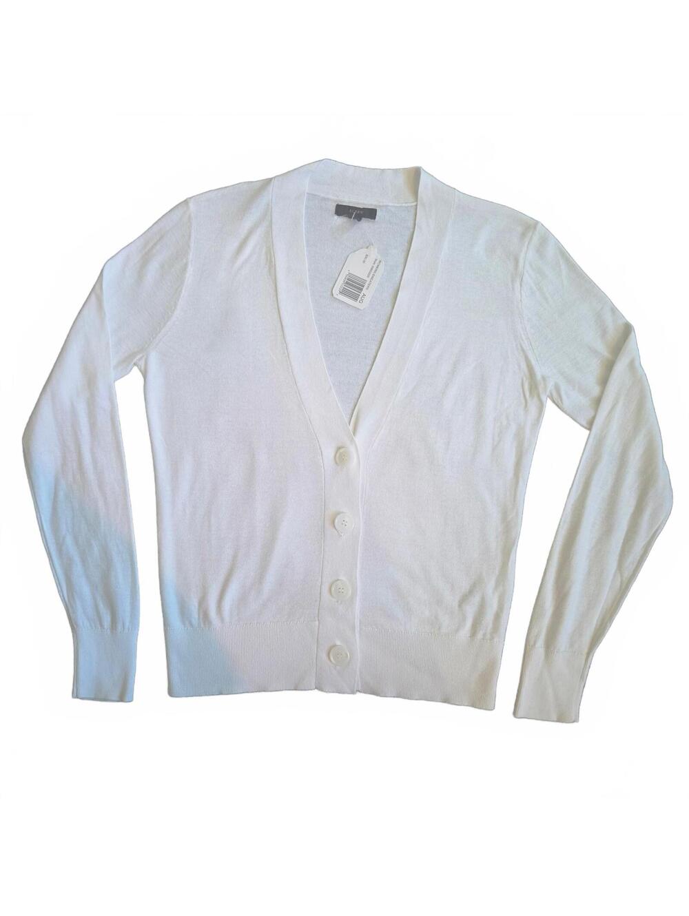 J.Crew Women's White V-Neck Button-Up Cardigan Sweater XS
